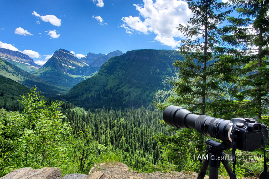 camera pointing at a beautiful mountain view