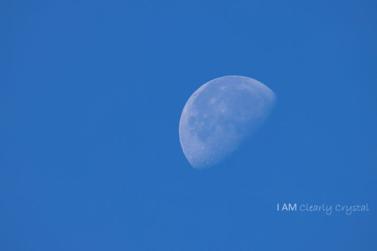 morning moon with blue sky