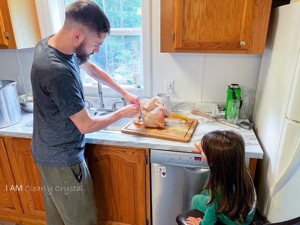 butchering chicken