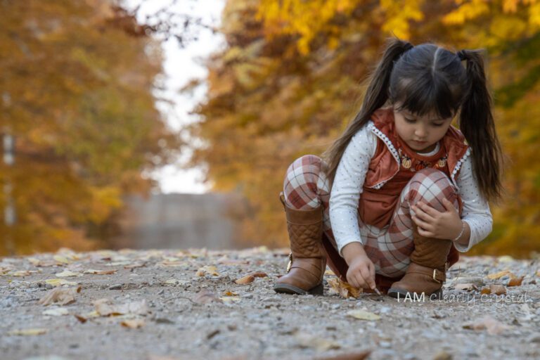 little girl on road portrait