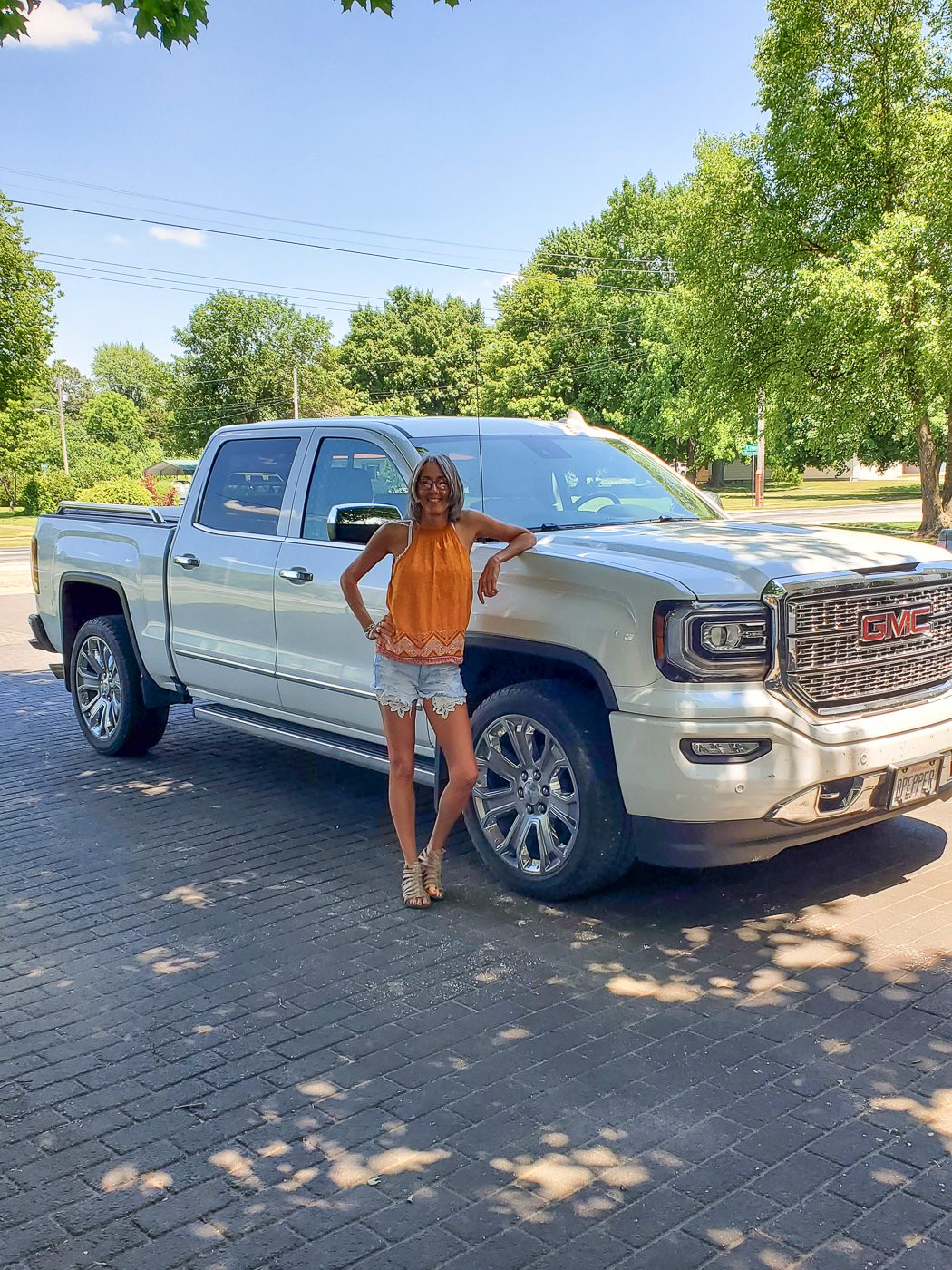 woman with white truck