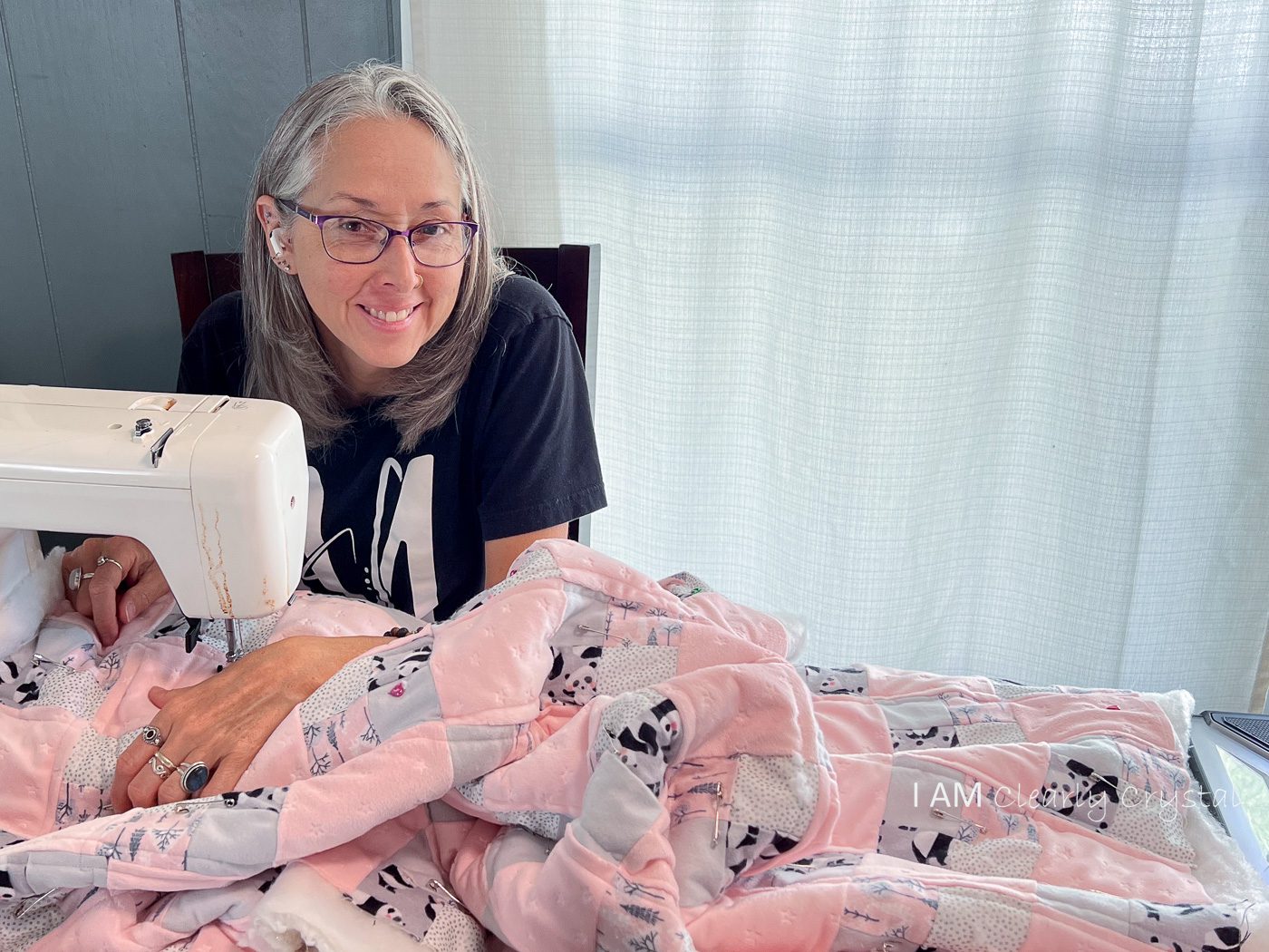 woman with quilt