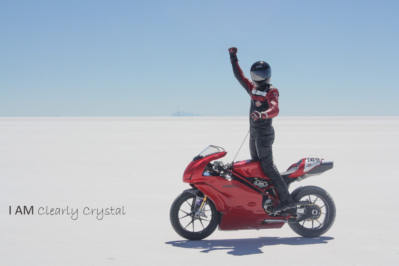 man on ducati at salt flats