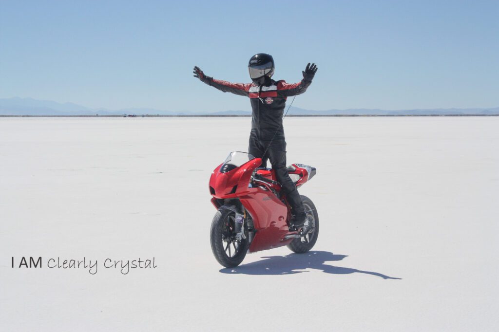 man on ducati at salt flats