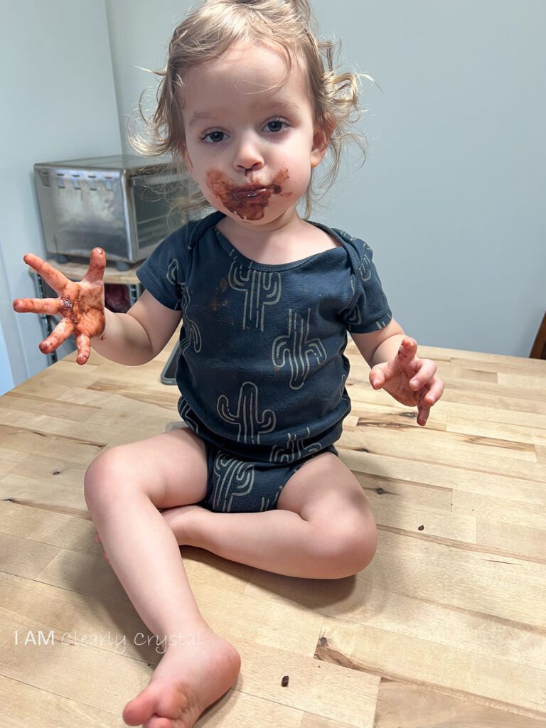 toddler with chocolate face