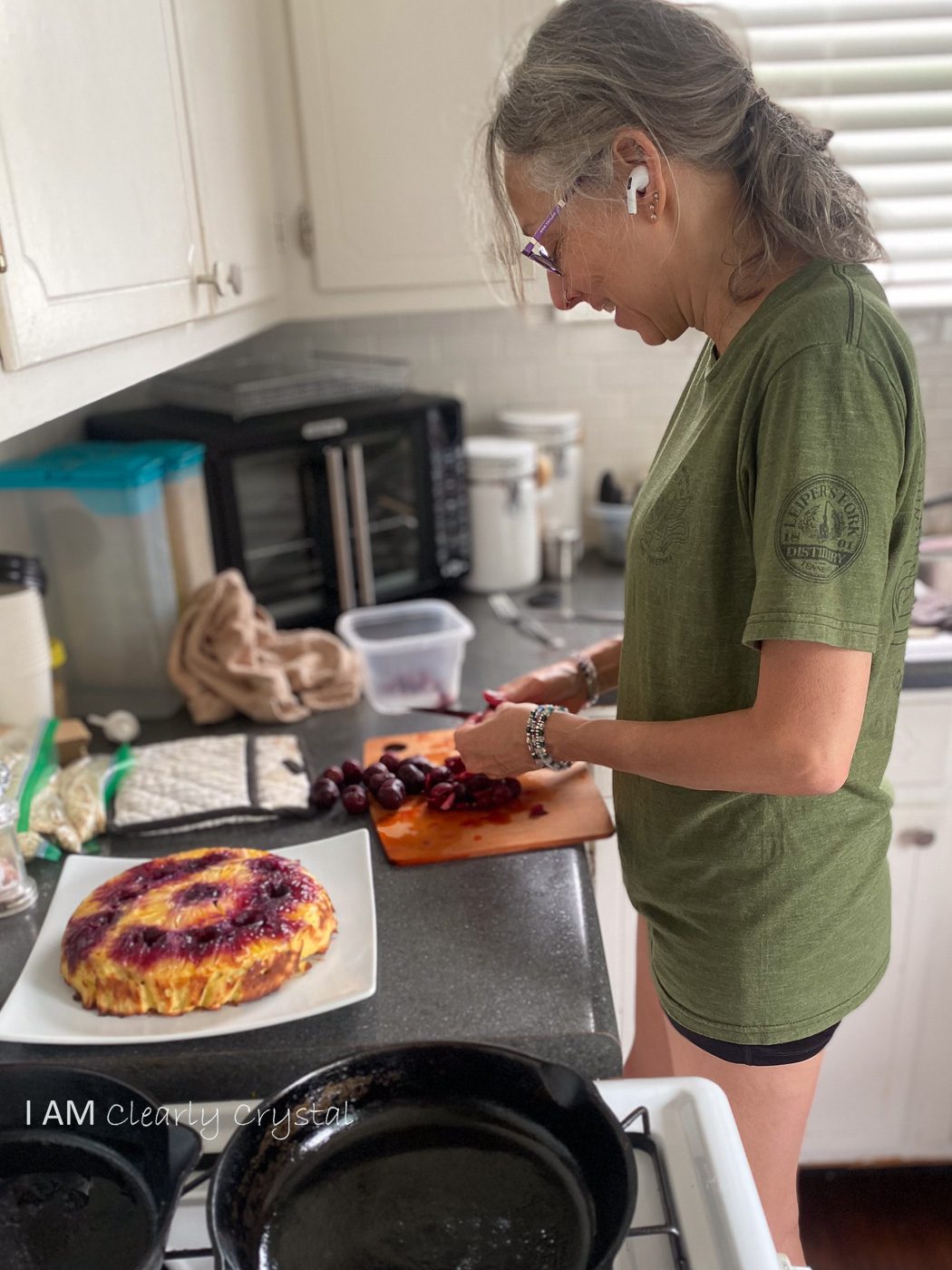 woman cutting cherries