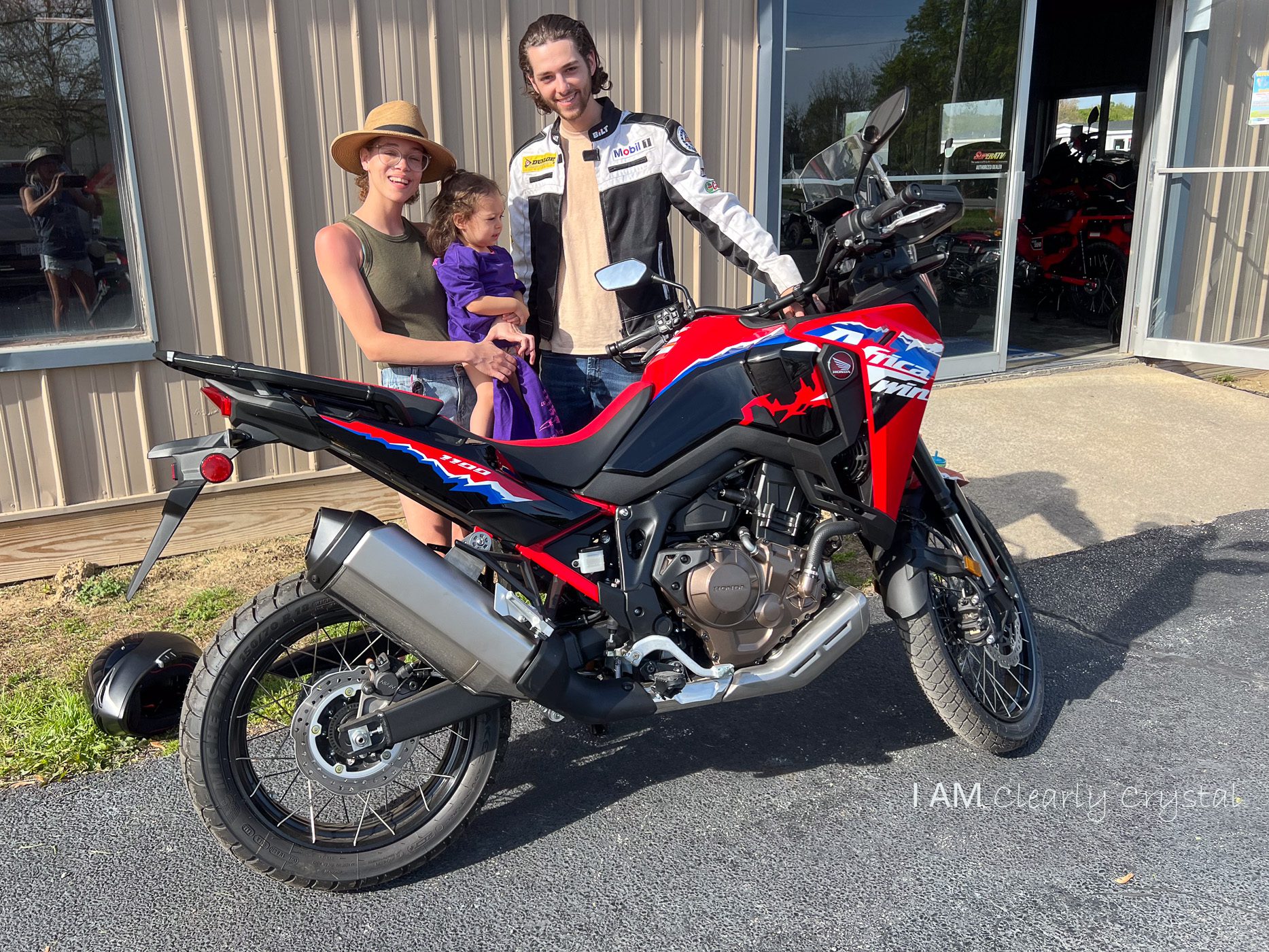 couple with motorcycle